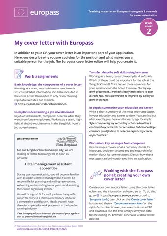 Arbeitsblatt: My cover letter with Europass