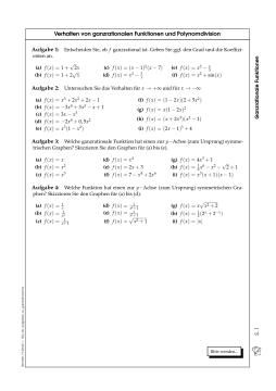 Arbeitsblatt: Verhalten von ganzrationalen Funktionen und Polynomdivision (pdf)
