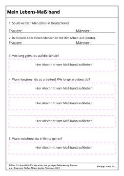 Arbeitsblatt: Mein Lebensmaßband