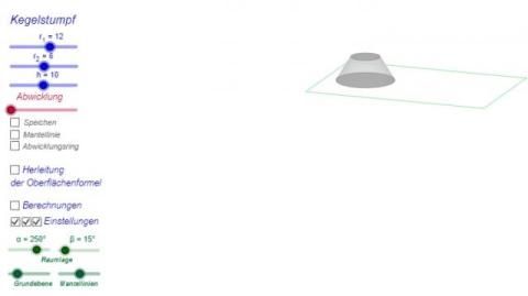 Interaktion: Oberfläche des Kegelstumpfes