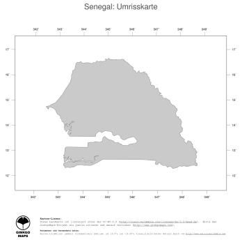 Karte: Landkarte Senegal (Politische Staatsgrenzen)