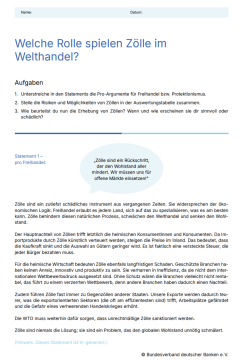 Arbeitsblatt: Zölle | Arbeitsblatt