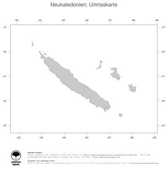 Karte: Landkarte Neukaledonien (Politische Staatsgrenzen)