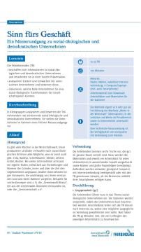 Unterrichtsbaustein: Sinn fürs Geschäft