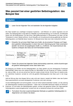 Arbeitsblatt: Modul 9 | Arbeitsblatt 6 "Was passiert bei einer gestörten Selbstregulation? Das Beispiel See"