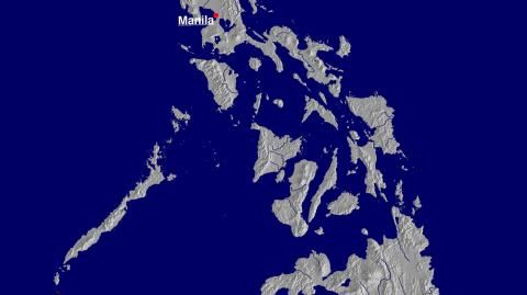 Karte: Landkarte Philippinen (Staatsgrenzen und Hauptstadt): schattiertes Relief