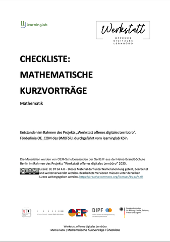 Sonstiges: Mathematische Kurzvorträge: Checkliste