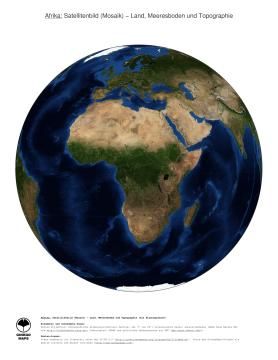 Karte: Landkarte Afrika (Land, Meeresboden und Topographie (mit Staatsgrenzen))