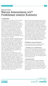 Unterrichtsbaustein: Warum konsumieren wir? - Hintergrundtext Funktionen des Konsums