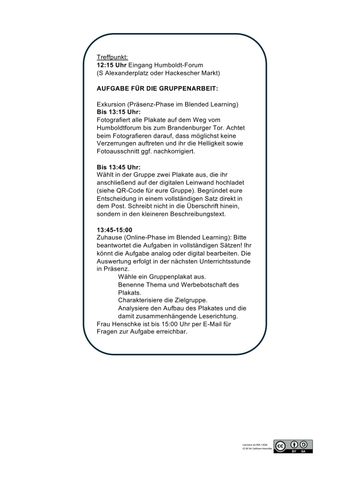 Arbeitsblatt: Aufgabenstellung für eine Exkursion zu Werbeplakaten