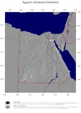 Karte: Landkarte Ägypten (Staatsgrenzen und Hauptstadt): schattiertes Relief
