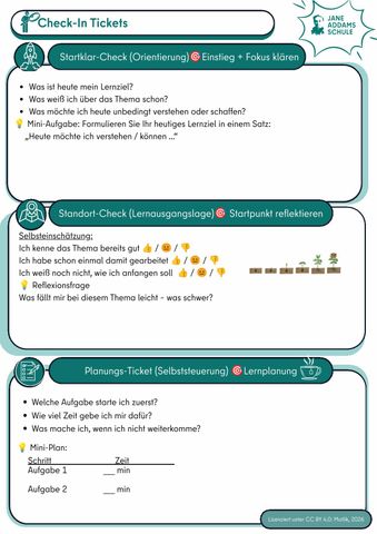 Arbeitsblatt: Vorlage für ein Check-In-Ticket