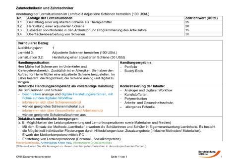 Unterrichtsplanung: Herstellung einer adjustierten Schiene