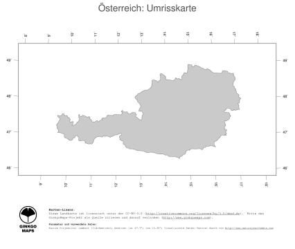 Karte: Landkarte Österreich (Politische Staatsgrenzen)