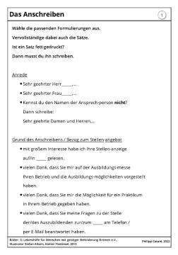 Arbeitsblatt: Formulierungshilfen für das Anschreiben