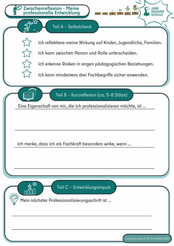 Arbeitsblatt: Vorlage für eine Zwischenreflexion