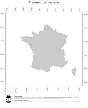 Karte: Landkarte Frankreich (Politische Staatsgrenzen)