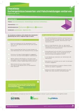 Text: DigiBitS-Checkliste: Suchergebnisse bewerten und Falschmeldungen entlarven (pdf)