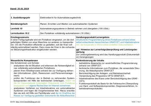 Unterrichtsplanung: Den Portalkran vollständig automatisieren