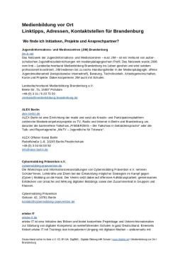 Text: Medienbildung vor Ort: Linktipps, Adressen, Kontaktstellen für Brandenburg (odt)
