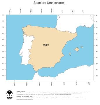 Karte: Landkarte Spanien (Politische Staatsgrenzen und Hauptstadt)
