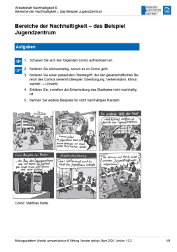 Arbeitsblatt: Modul 4 | Arbeitsblatt 6 "Bereiche der Nachhaltigkeit – das Beispiel Jugendzentrum (Soziales)"