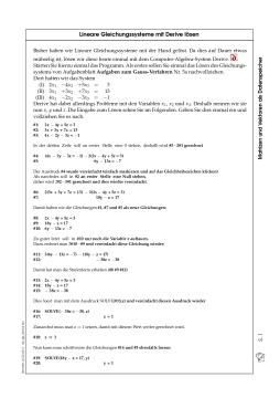 Arbeitsblatt: Lineare Gleichungssysteme mit Derive lösen (pdf)