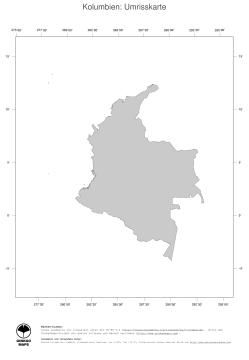 Karte: Landkarte Kolumbien (Politische Staatsgrenzen)