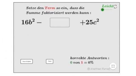 Interaktion: Quadratische Ergänzung