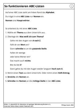 Arbeitsblatt: ABC-Listen-Erklärung