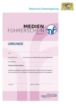 Text: Medienführerschein - Eingabemaske für Urkunde