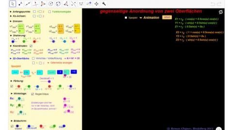 Interaktion: Die gegenseitige Anordnung von 2 parametrischen Oberflächen