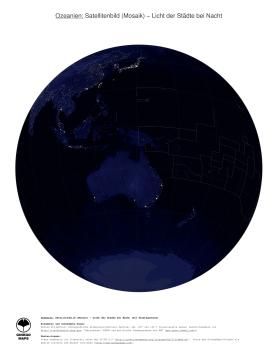 Karte: Landkarte Ozeanien (Licht der Städte bei Nacht (mit Staatsgrenzen))