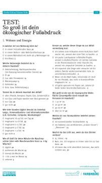 Unterrichtsbaustein: Wo geht´s hier weiter? - TEST: So groß ist dein ökologischer Fußabdruck