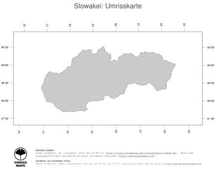 Karte: Landkarte Slowakei (Politische Staatsgrenzen)