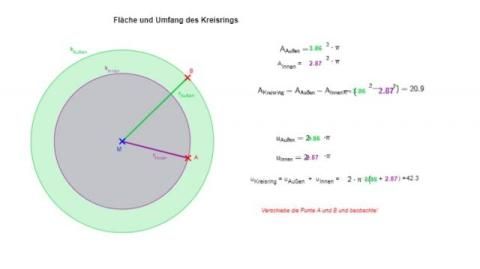 Interaktion: Flächeninhalt und Umfang des Kreisrings