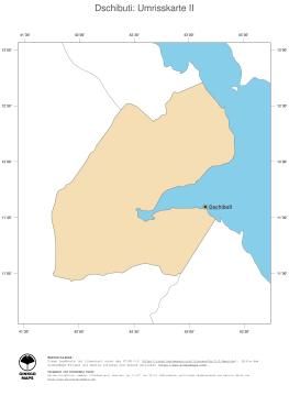 Karte: Landkarte Dschibuti (Politische Staatsgrenzen und Hauptstadt)