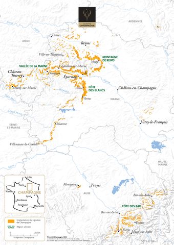 Karte: Karte des Champagne-Weinbaugebietes