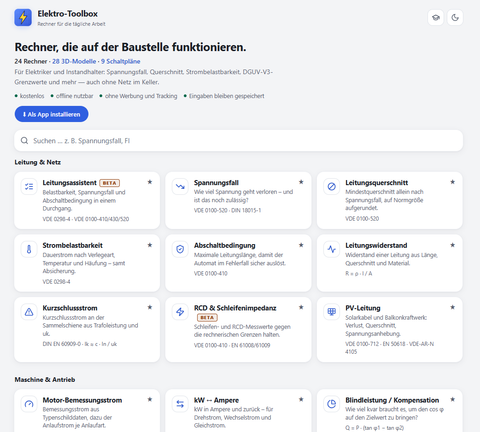 Webseite: Elektro-Toolbox