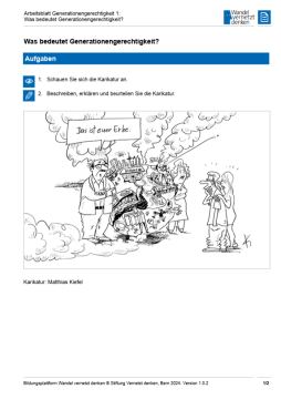 Arbeitsblatt: Modul 3 | Arbeitsblatt 1 "Was bedeutet Generationengerechtigkeit?"