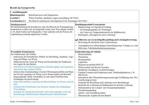 Unterrichtsplanung: Der Betrieb modernisiert und digitalisiert das Warenlager