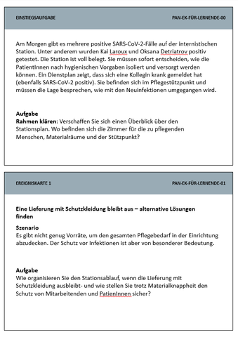 Unterrichtsbaustein: Planspiel Pandemie im Krankenhaus | Ereigniskarten