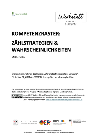 Arbeitsblatt: Kompetenzraster: Zählstrategien und Wahrscheinlichkeiten