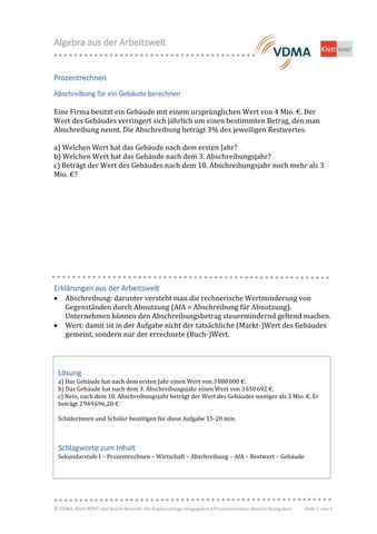 Arbeitsblatt: Prozentrechnen | Bilanz eines Unternehmens ergänzen (DOCX)