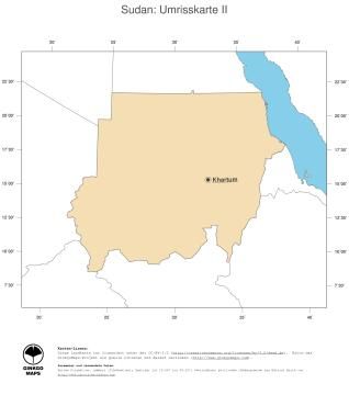Karte: Landkarte Sudan (Politische Staatsgrenzen und Hauptstadt)