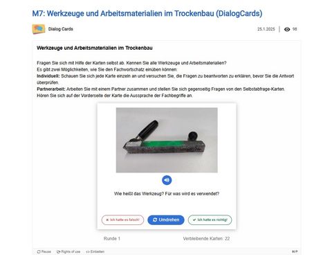 Ubung: Montage einer Wand-T-Verbindung | M 07: Fachwörter wiederholen