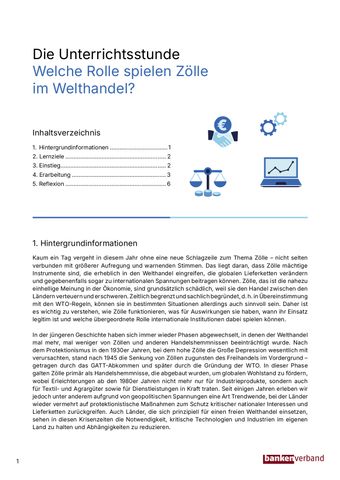 Unterrichtsplanung: Zölle | Unterrichtsstunde