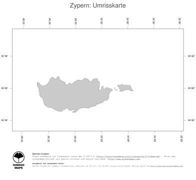 Karte: Landkarte Zypern (Politische Staatsgrenzen)