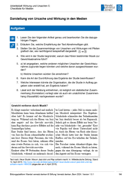 Arbeitsblatt: Modul 2 | Arbeitsblatt 5 "Checkliste für Medien"