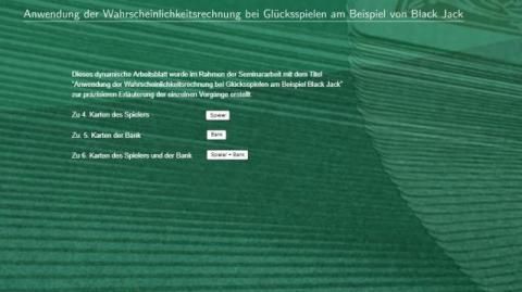 Interaktion: Wahrscheinlichkeitsrechnung am Beispiel Black Jack